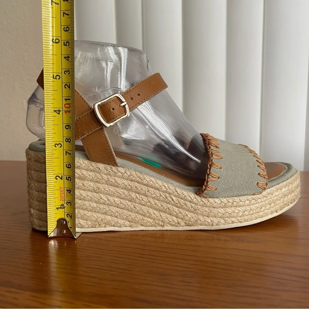 Joie Powder Blue Suede Wedge Espadrille Sandals Size 8
